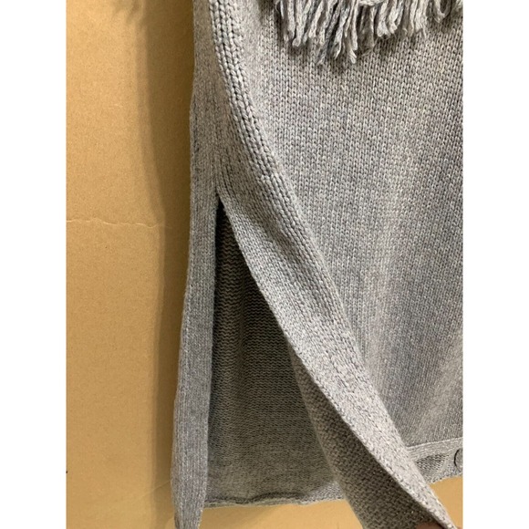 NOMAD by MORGAN CARPER Fringed Gray Sleeveless Tunic Sweater Dress TurtleNeck M - Picture 8 of 16